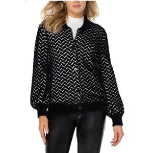 Liverpool Super Soft Herringbone Contrast Bomber Cardigan Sweater S